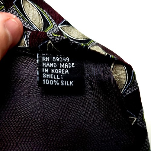 Louis Roth Silk Tie Brown Print Wide Geometric - Picture 5 of 6