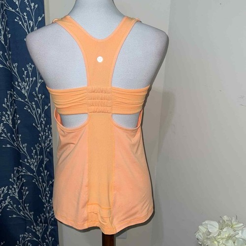Lululemon Tone It Tank Creamsicle Pop Mesh Panels Pockets sz 6 - Picture 3 of 6
