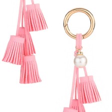 Women Leather Tassel Key Chain Purse Key Fob Ring Handbag Charm Pendant Ornament