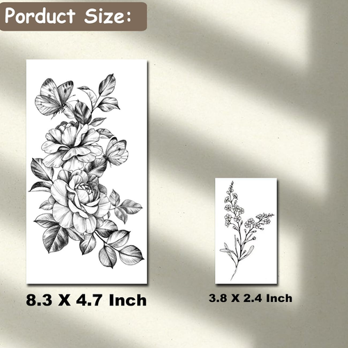 CHARLNET 23 Sheets Flower Temporary Tattoos for Women - Waterproof Realistic Ros - Picture 4 of 7