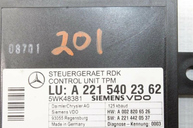 2007 MERCEDES S550 W221 СЕДАН #201 TPMS СИСТЕМА КОНТРОЛЯ ДАВЛЕНИЯ В ШИНАХ - Изображение 4 из 4