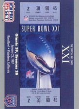 1990-91 Pro Set Super Bowl 160 Football 21 SB XXI Ticket