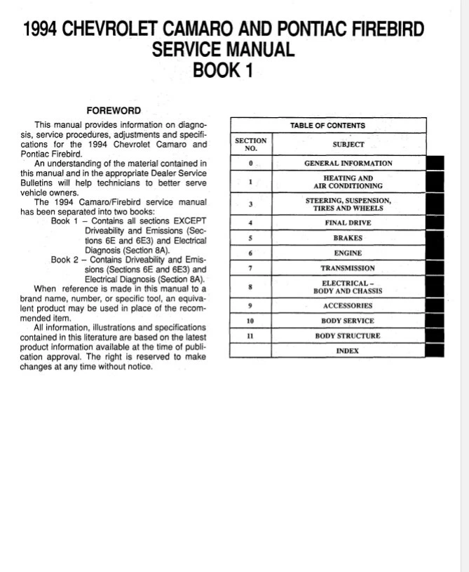 Chevrolet Camaro Pontiac Firebird 1994 taller manual de reparación USB Foto 4 de 4