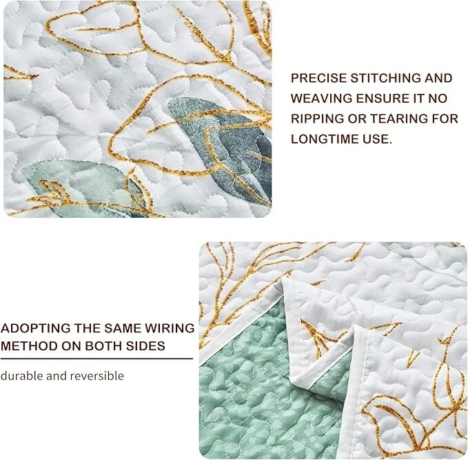 Joyreap 7 Piezas Cama en Bolsa Hojas Verdes Impresas en Blanco Diseño Botánico KING Foto 3 de 4