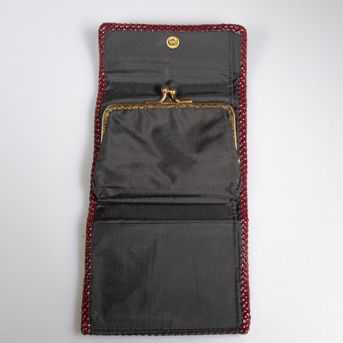 Vintage GLOMESH burgundy ladies purse / wallet in original box - c1980s - Picture 7 of 11