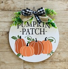 FALL Welcome Sign for Front Door Decoration Autumn Pumpkin Patch Greenery 15"