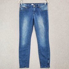 Free People Women Jeans 27 Blue Denim Ankle Zip Low Rise Skinny Inseam 25"