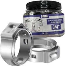 3/4  PEX Stainless Steel Cinch Clamps Crimp Rings Pinch Clamps For Tubing 50 PCS