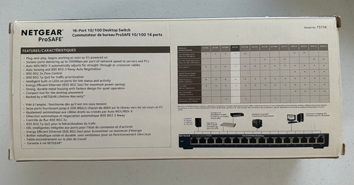 Netgear Prosafe 16 port 10/100 Desktop Switch w/ Power Adapter (Model FS116) - Picture 5 of 6