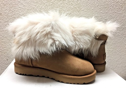 UGG CLASSIC VALENTINA CHESTNUT SUEDE FULLY FUR LINE Boot US 5 / EU 36 / UK 3 - Picture 2 of 7