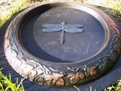 Dragonfly birdbath mold cement plaster mould 16" x 1.5" thick hold 1/2" water
