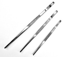 3pc Tweezers Set General Purpose Utility Forceps 6 -8 - 10" Stainless Blunt Tip