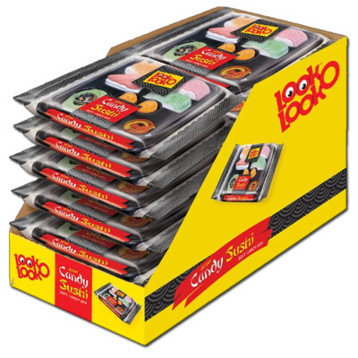 (26,14 /1kg) Look o Look Candy Mini Sushi Fruchtgummi, Schaumzucker 12 Packungen