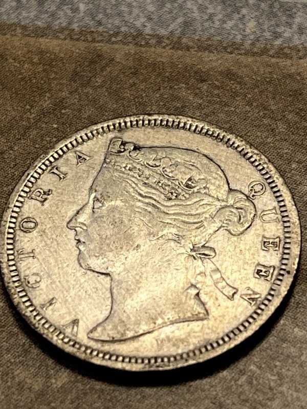 *EX RARE Hong Kong 🇭🇰 1872 20 Cents Silver Coin VF Details Y4