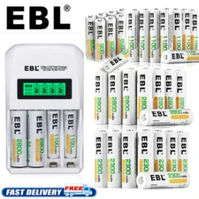 EBL 1.2V NiMH AA AAA Rechargeable Batteries / Ni-MH AA AAA Battery Charger Lot