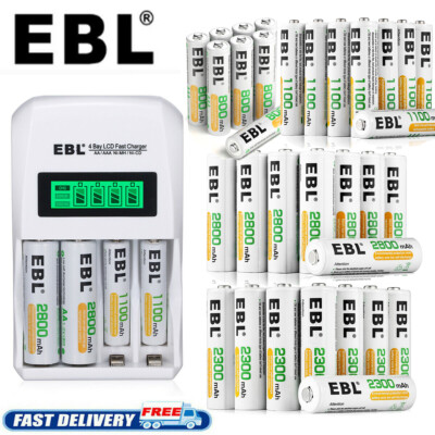 #ad EBL 1.2V NiMH AA AAA Rechargeable Batteries Ni MH AA AAA Battery Charger Lot $16.99