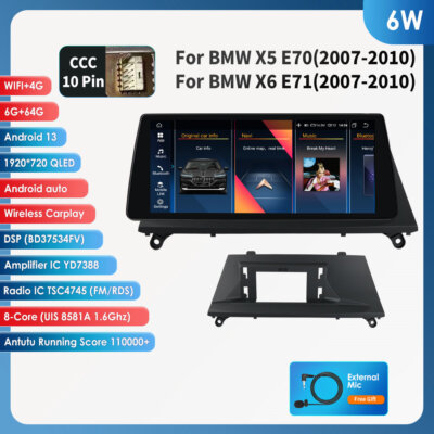 6+64GB Android Car GPS Stereo Multimedia For BMW X5 E70 X6 E71 CCC Carplay BT5.0