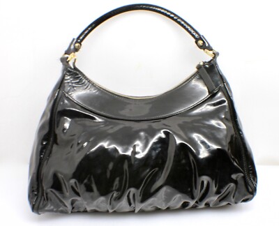 Gucci Black Enamel Abby Patent Leather Shoulder Handbag 189833 | eBay
