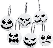 Skull Shower Curtain Hooks 12PCS Halloween Stainless Steel Decor Skeleton Ring