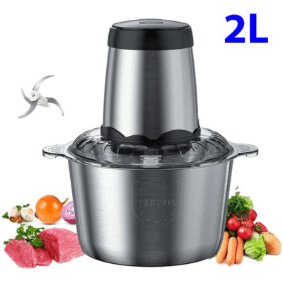 2L Electric Food Processor Kitchen Food Chopper Blender Stainless Steel 300W