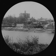 Photo WARKWORTH NORTHUMBERLAND CASTLE FROM THE CHURCH C1900 Magic Lantern Slide