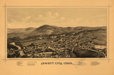 Panoramic Map of Jewett City Connecticut 16x24