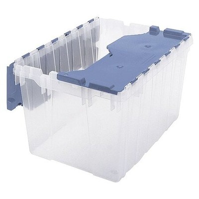 Akro-Mils 66486Fileb Attached Lid Container,Clear/Blue