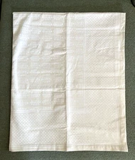 World Market Boho Ethnic Tablecloth White & Ivory Cotton 58 x 92 Beach House New