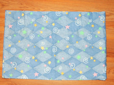 KIDSLINE OVER THE MOON VALANCE BLUE PINK YELLOW GREEN STARS SWIRLS 86 X 14