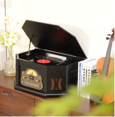 ORCC Bluetooth 3-speed 10-in-1 Record Player CD Cassette Nostalgic Turntable US - Picture 7 of 8