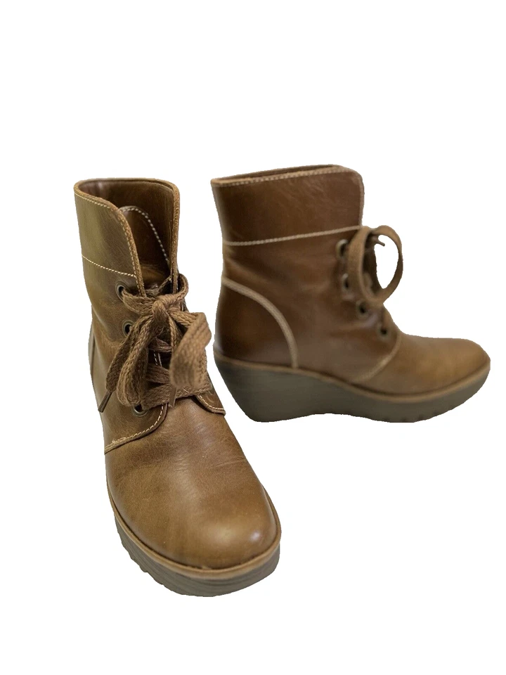 Fly London YEL Mujer’s Botín Cuero Camel Talla 37 (US 6-6.5) Foto 3 de 4