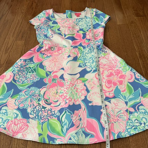 Lilly Pulitzer Floral Dress Girl’s Peony For Thoughts Arya Flare Dress Size 14 - Picture 10 of 12