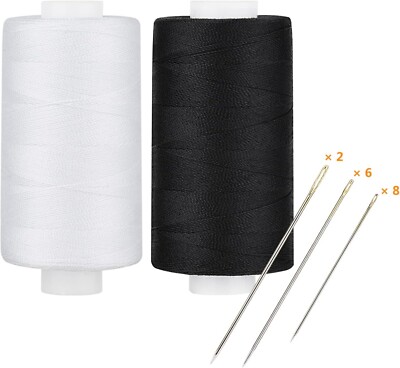 All-Purpose Polyester Thread   400 Yards, Black & White