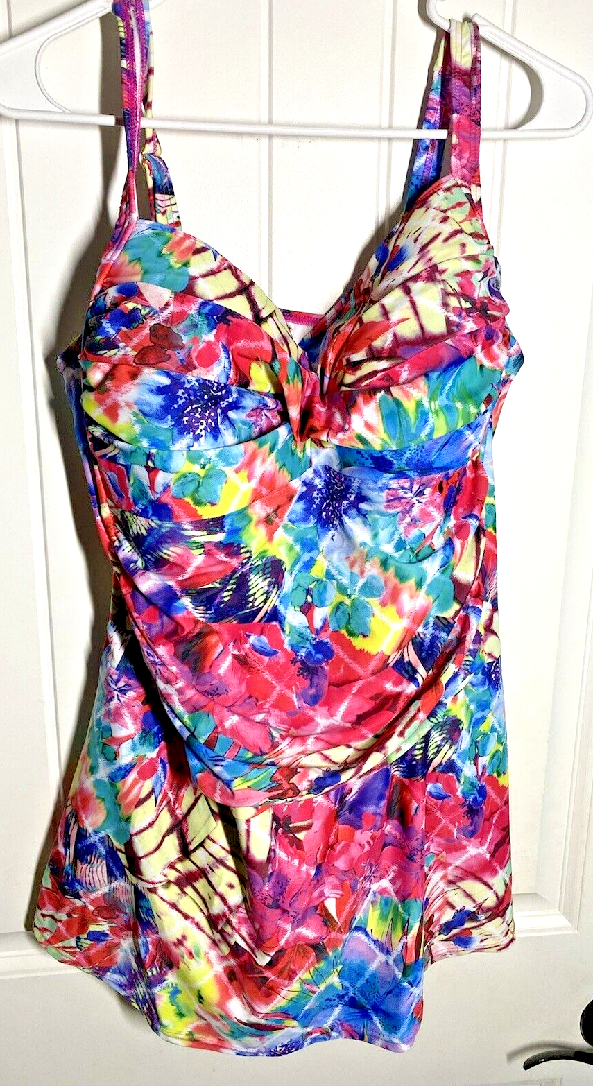 One Piece Swimsuit Tropical Floral Print Plus size Womens 22 NWOT Venus-image