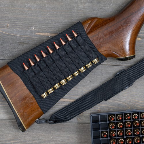 9 Shell Rifle Stock Ammo Holder Butt Belt 223 30-06 Cartridge Gun Bullet Carrier - Picture 2 of 11