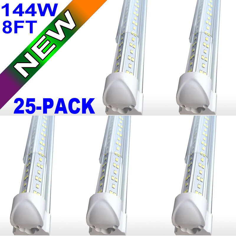 8ft 144W LED Tube Light Bulbs Integrated 8'  LED Shop Light Fixture 18000lm 25 p