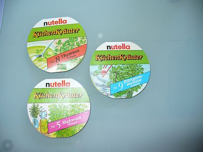 Nutella Deckel-Inhalt 1990 selten ungeöffnet Küchen-Kräuter Nr. 5, 8 und 9