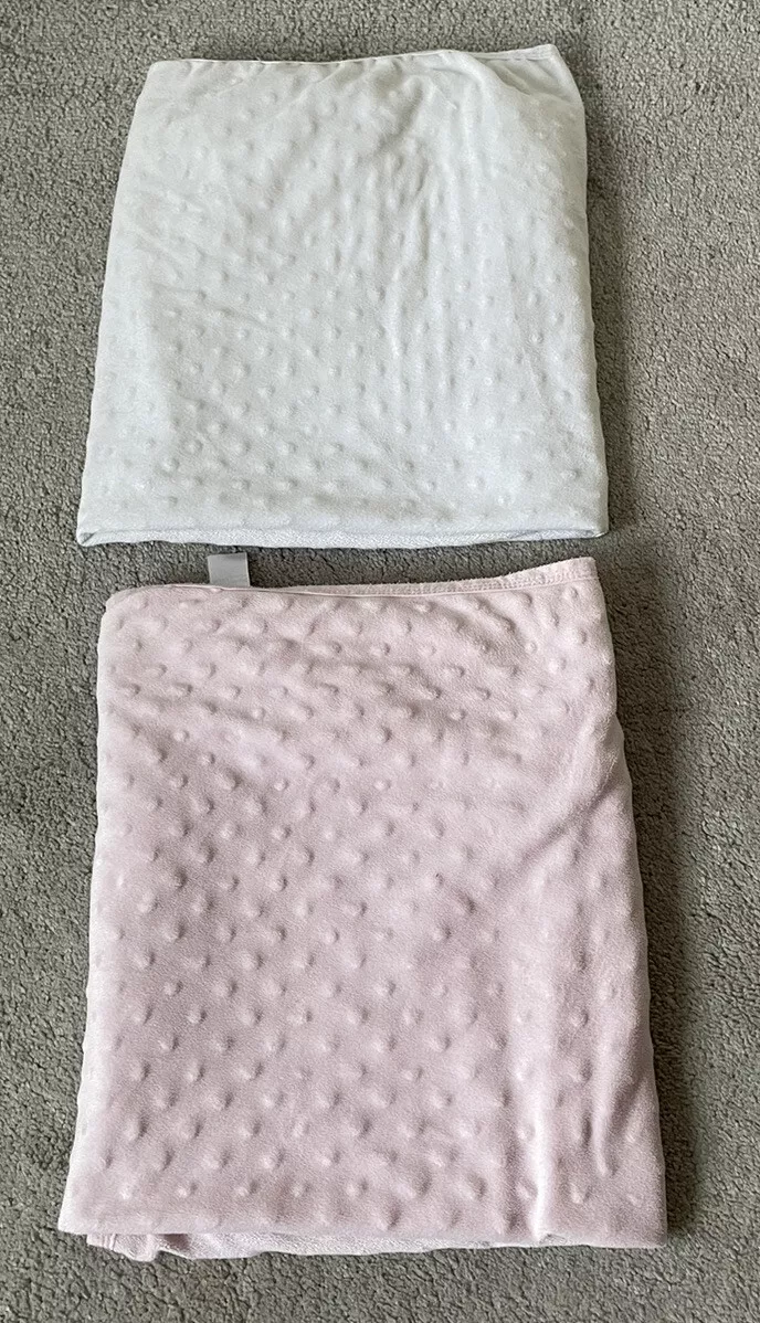 TOYS R US BABY BRUIN BABY BLANKETS x2 WHITE PINK 100cm x 75cm GOOD COND