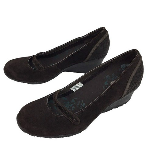 Merrell Petunia Shoes 9 Walnut Print Suede Wedge Shoes Brown