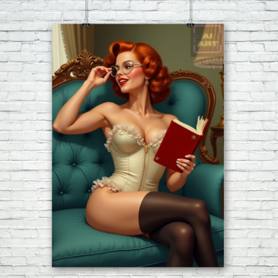Erotic Vintage PinUp Digital Style Poster - AI Art #31