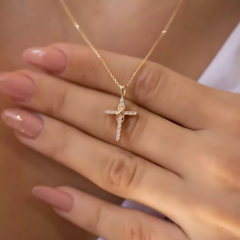 Diamond infinity cross necklace store