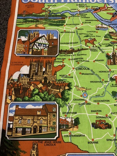 2 Vintage Tea Towels New Forest & Lincolnshire& South Humberside Never Used - Picture 4 of 15
