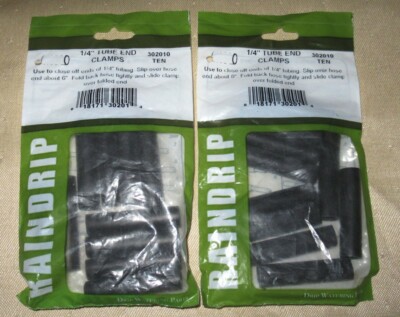 Lot of 2 Raindrip 1/4'' Tube End Clamps p/n 302010 Total 20 Pieces