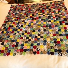 Vintage Handmade YOYO Yo Yo Quilt Hand Sewn Quilt Feedbag Quilt 49x52