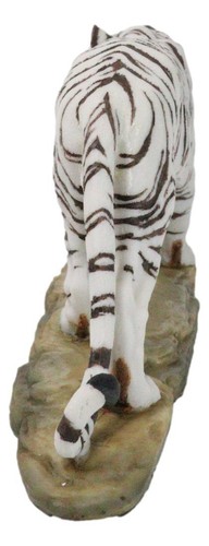 Prowling Fierce Leucistic Winter White Bengal Tiger Figurine 11.25" L - 第 3/10 張圖片