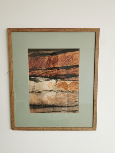 Framed And Glazed Original Watercolour Signed By Ron Burch Kakadu Rock Art 3
