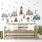 Village Large House Christmas Wall Decals 65PCS Christmas Big Ben Stickers for C