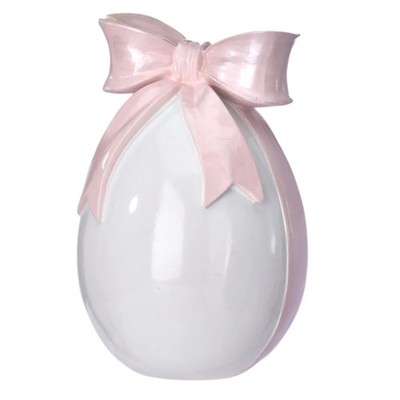 Regency White Resin Egg with Pink Bow MT26824