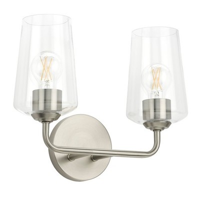 Progress Lighting Celino 2-Lt Bath/Vanity, Brushed Nickel/Clear - P300540-009