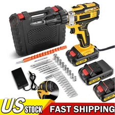 Cordless Brushless Impact Driver Hammer Drill Combo Kit with 2 Battery & Charger